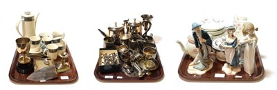 Lot 187 - Ceramics including Lladro; Royal Doulton; Susie Cooper and other tea wares; a silver trophy; napkin