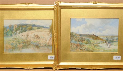 Lot 678 - George Henry Whyatt (1885-1945) "The bridge, Kildwick, Yorkshire"; "Baildon Moor, Yorkshire"...