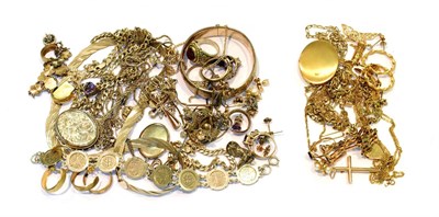 Lot 246 - A small quantity of gold jewellery including chains, earrings, pendants, rings etc (some a.f.);...