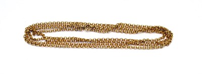 Lot 248 - A guard chain, clasp stamped '9CT', length 136cm