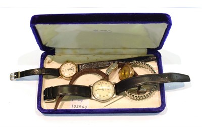 Lot 263 - Two 9 carat gold cased wristwatches and two 1920's watches