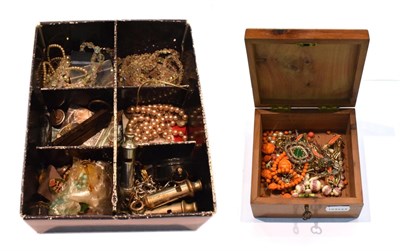 Lot 264 - A selection of costume jewellery including beaded necklaces; a pair of rolled gold cufflinks;...