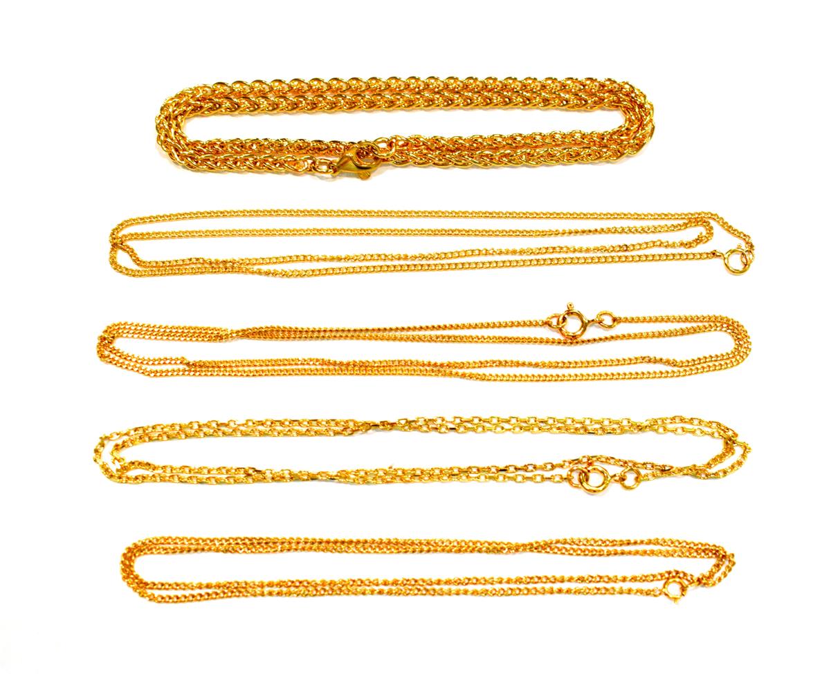 Lot 272 - Four 9 Carat Gold Chains; And A Chain With