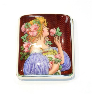 Lot 300 - A German or Austrian silver and enamel cigarette-case, with English import marks for Heinrich...