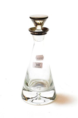 Lot 340 - An Elizabeth II silver-mounted glass decanter, by Broadway and Co., Birmingham, 2003, the glass...