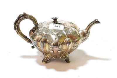 Lot 342 - A Victorian silver teapot, the body by Benjamin Stephens, London, 1840, the handle by George...