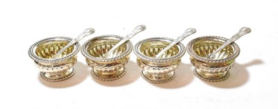 Lot 353 - A pair of George IV silver salt-cellars and a matching pair of William IV silver salt-cellars,...