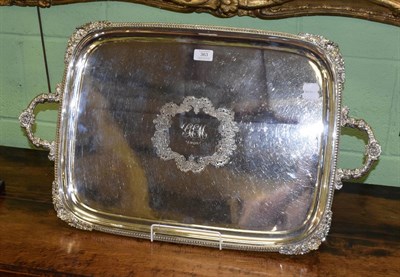 Lot 363 - An Edward VII silver-plated tray, by Walker and Hall, dated 1909, oblong and with gadrooned border