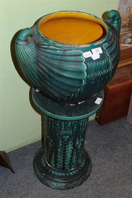 Lot 367 - A Linthorpe pottery jardiniere and an associated Linthorpe pottery jardiniere stand