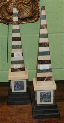 Lot 370 - A pair of marble obelisks, 51cm high