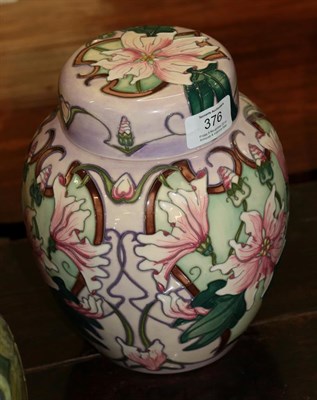 Lot 376 - A modern Moorcroft pottery Blakeney Mallow ginger jar and cover, with painted and impressed...