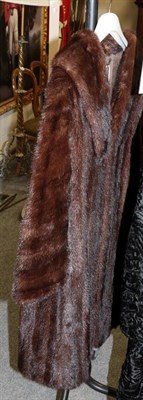 Lot 403 - A dark fur coat with shawl neck collar