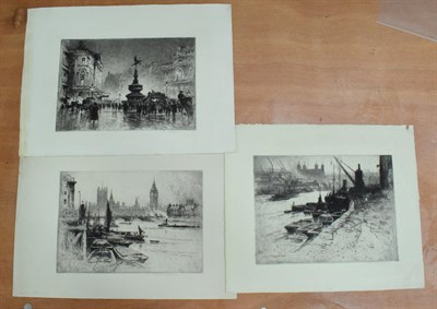 Lot 1055 - Percy Robertson ARE (1868-1934) ''Westminster'', signed and inscribed etching, together with...