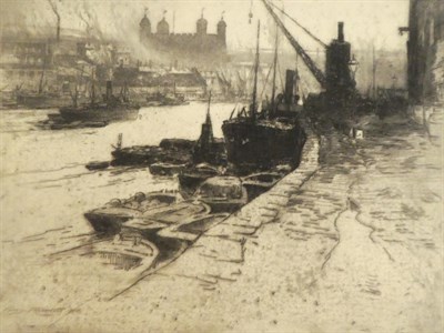 Lot 1055 - Percy Robertson ARE (1868-1934) ''Westminster'', signed and inscribed etching, together with...