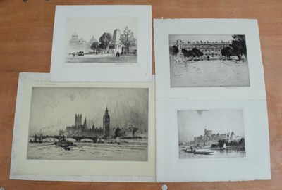 Lot 1056 - Percy Robertson ARE (1868-1934), ''Hampton Court'', signed and inscribed etching, together with...