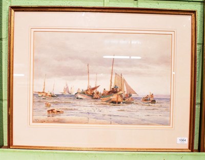 Lot 1064 - Thomas Bush Hardy (1842-1897) ''Landing fish at Scarborough'', signed, inscribed and dated...