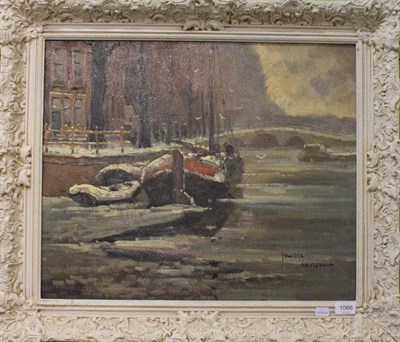 Lot 1066 - J* Van Dijk (20th century) Dutch, Amsterdam, signed and inscribed, oil on canvas, 48.5cm by 58.5cm