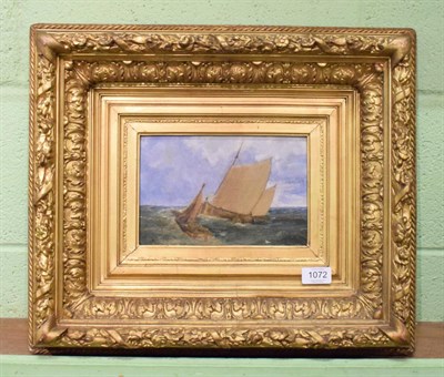 Lot 1072 - English School (19th century) Sailboats in choppy waters, indistinctly initialled, oil on...