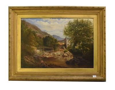 Lot 1105 - British School (19th century) Children playing before an old mill house, oil on canvas, 55cm by...