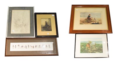 Lot 1107 - George Blackie Sticks (1843-1938) Coastal landscape with figures, signed and dated 1886; a...