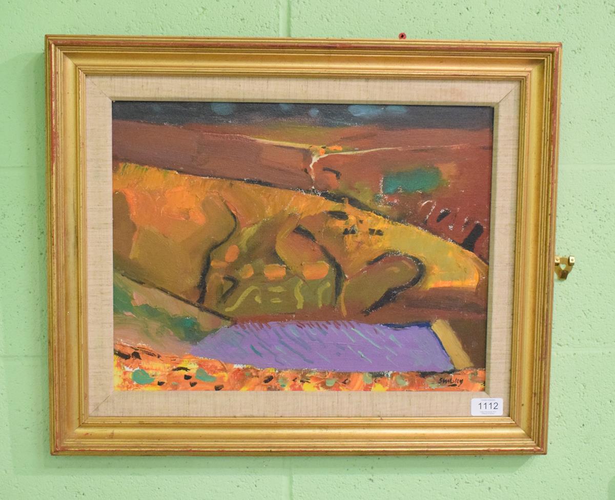 Lot 1112 - Trevor Stubley, Abstract, signed, oil on board, 34cm by 44cm
