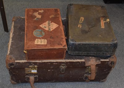 Lot 1122 - A collection of five suitcases, some pig skin
