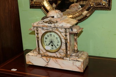 Lot 1129 - A Victorian blush marble mantel clock