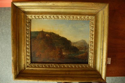 Lot 708 - Follower of Johann Christian Vollerdt (18th century) German Rhineland landscape with figures in the