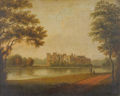 Lot 709 - Follower of Joseph Farrington (18th century) Large country house beside a river with elegantly...