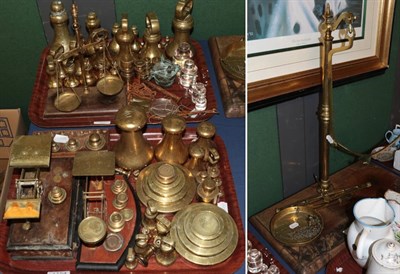 Lot 1154 - A good collection of 18th and 19th century weights including: postal scales; chemical weights etc