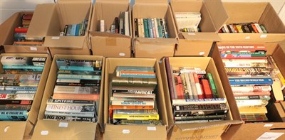 Lot 1166 - Eleven boxes of military history books, particularly aviation, mainly WWI and II but with some...
