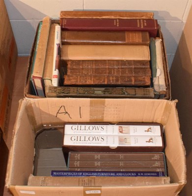 Lot 1169 - Two boxes of books on antique furniture, including Antique Collectors' Club two volume set on...