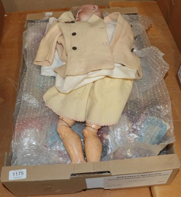 Lot 1175 - A German bisque head doll and others