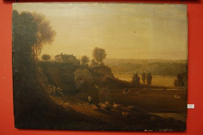 Lot 717 - Circle of William Linton RBA (18th/19th century) Drover and sheep on a hillside Oil on canvas,...