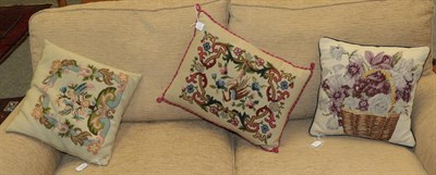 Lot 1238 - Three woolwork cushions