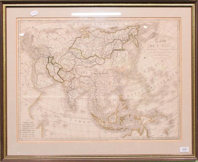 Lot 1241 - A large framed 1829 map of Asia by Herisson