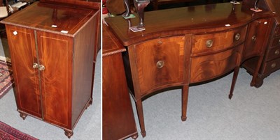 Lot 1272 - A reproduction serpentine fronted sideboard; and a 19th century mahogany and boxwood strung...