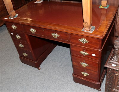 Lot 1278 - A late Victorian mahogany double pedestal desk with leather top, 120cm wide
