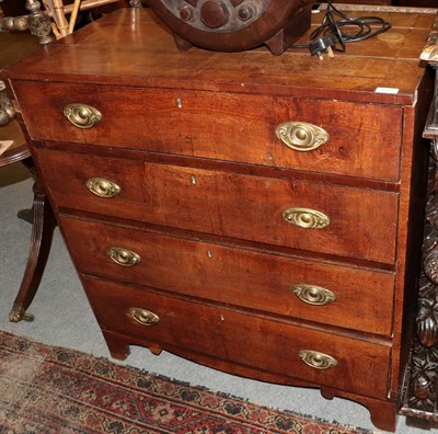 Lot 1283 - An 18th century oak and crossbanded four drawer straight-fronted chest of drawers