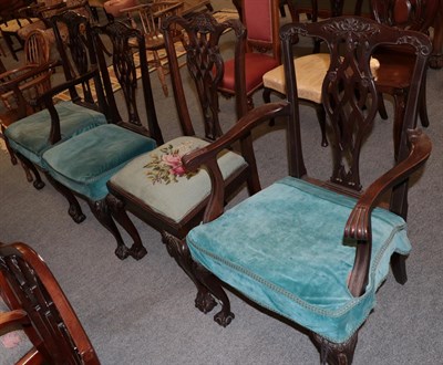 Lot 1318 - A pair of Chippendale style open armchairs together with two dining chairs (4)