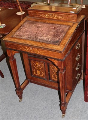 Lot 1350 - A late Victorian inlaid rosewood Davenport, 56cm wide