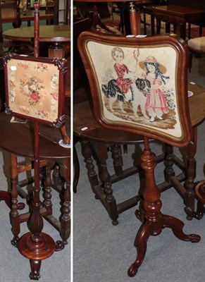 Lot 1351 - Two Victorian mahogany polescreens