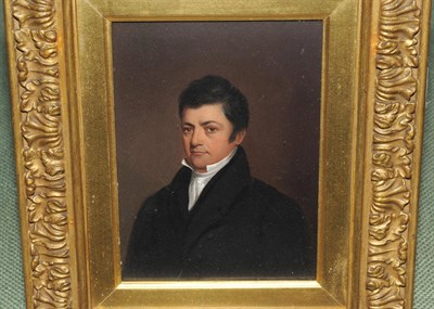 Lot 730 - Julian Drummond (fl.1854-1892) Portrait of a gentleman, half length, wearing a black coat,...