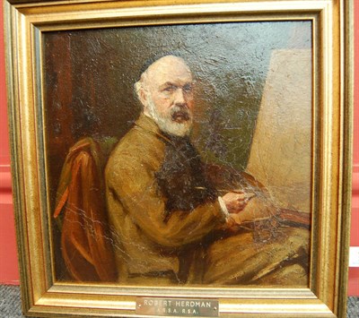 Lot 731 - Attributed to Robert Herdman ARSA, RSA (1829-1888) Portrait of the artist, seated at his easel,...