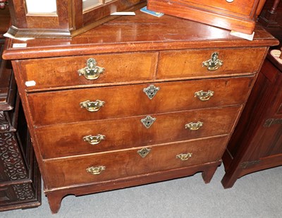 Lot 1368 - An early 18th century walnut and feather-banded five drawer chest, 96cm wide