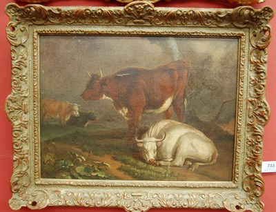 Lot 733 - Circle of George Barrell Willcock (19th century) Cattle grazing in a meadow Oil on canvas,...