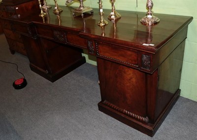 Lot 1402 - A Victorian mahogany inverted breakfront pedestal sideboard, 222cm wide