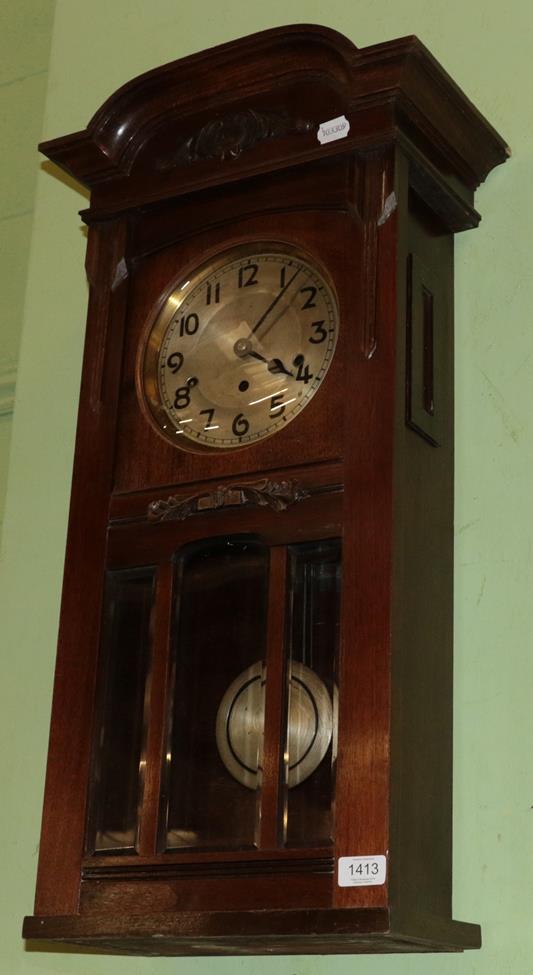 Lot 1413 - A chiming drop dial wall clock, circa 1930s