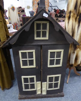 Lot 2008 - Late 19th Century Large Wooden Painted Dolls' House, front opening enclosing four rooms,...