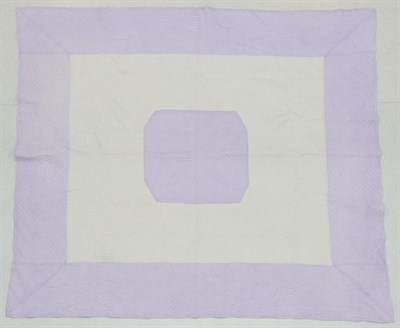Lot 2014 - Large Early 20th Century Lavender and White Cotton Reversible Quilt, with central lavender...